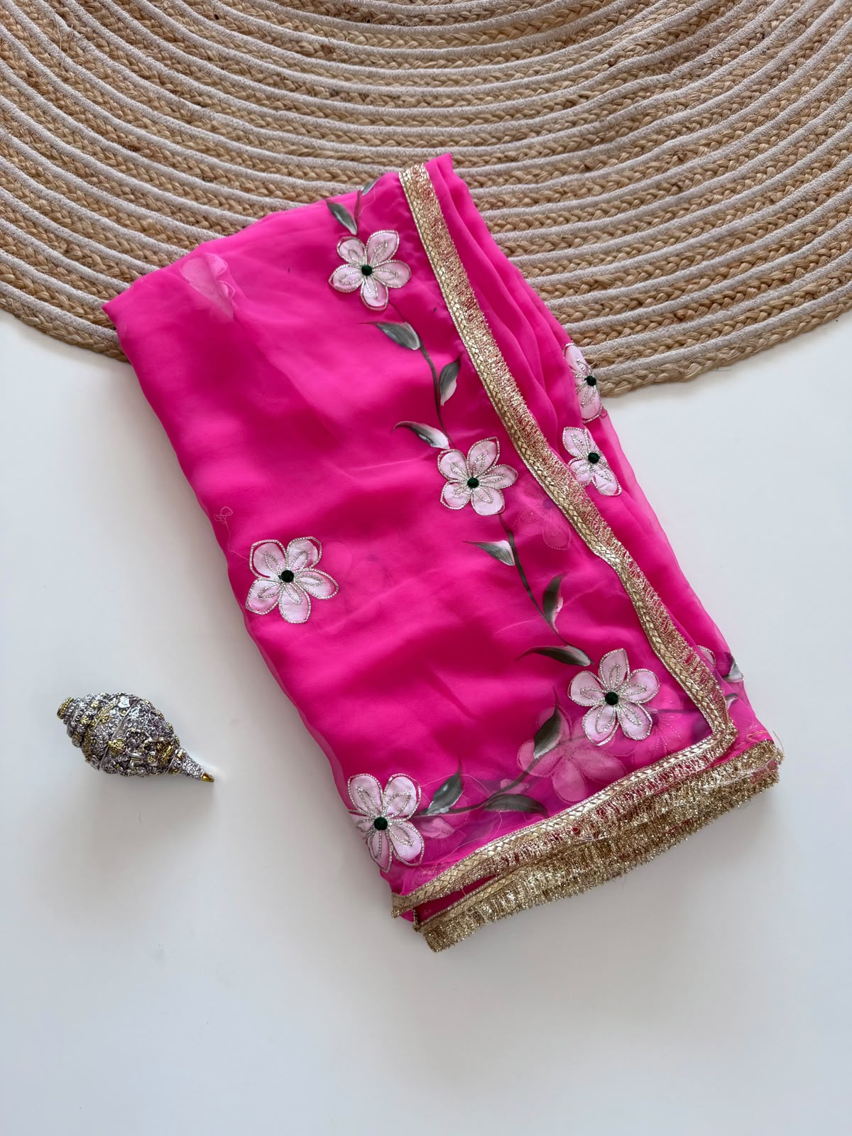 Elegant Georgette Gota Patti Saree