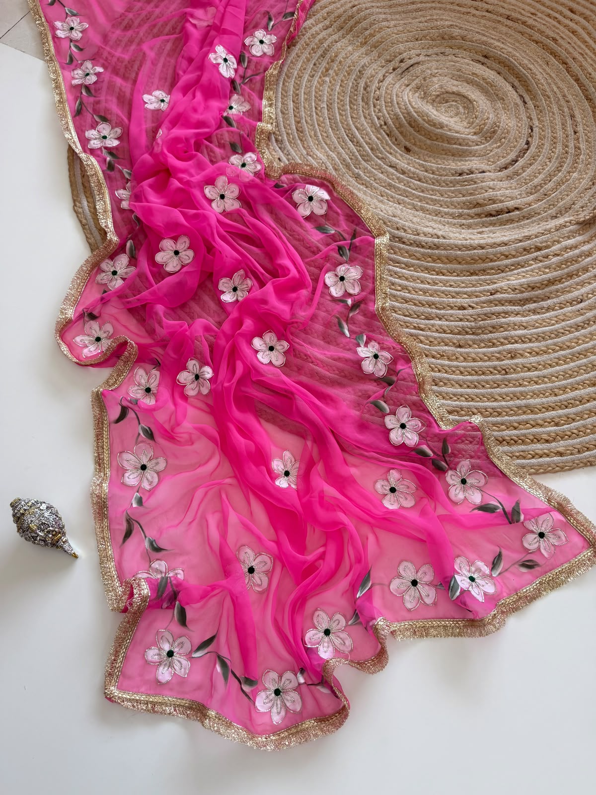 Elegant Georgette Gota Patti Saree