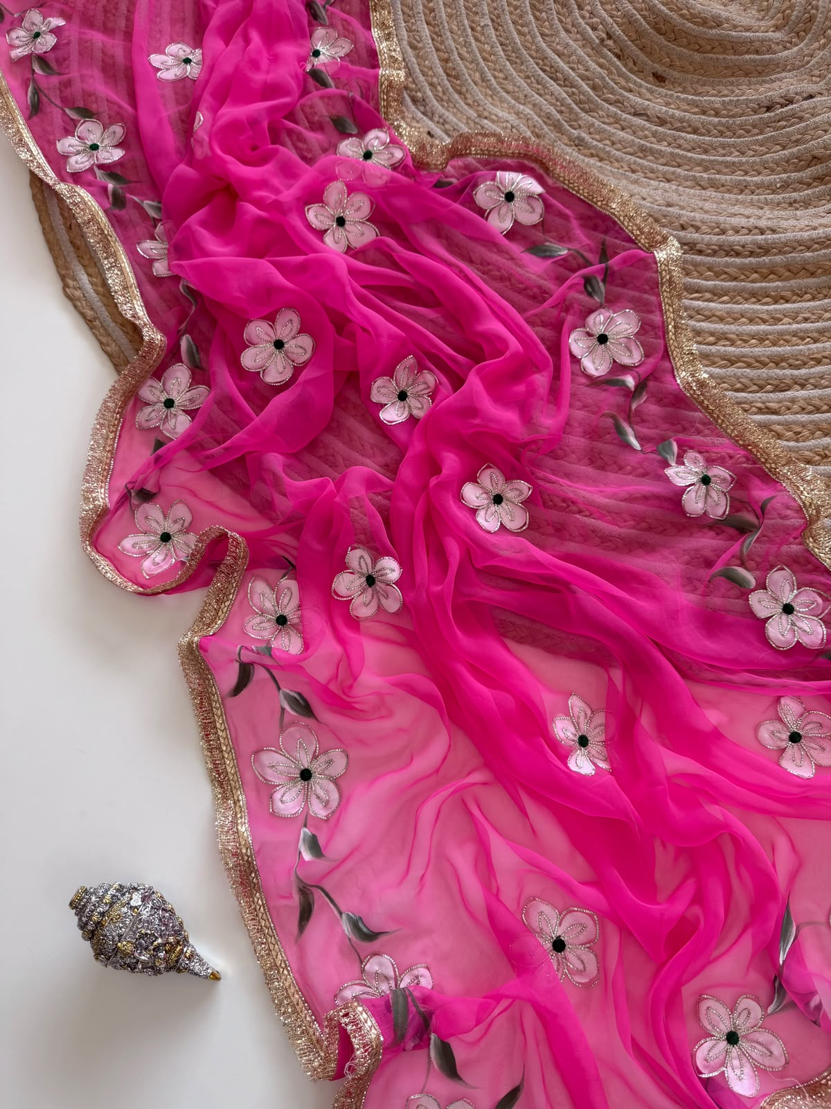 Elegant Georgette Gota Patti Saree