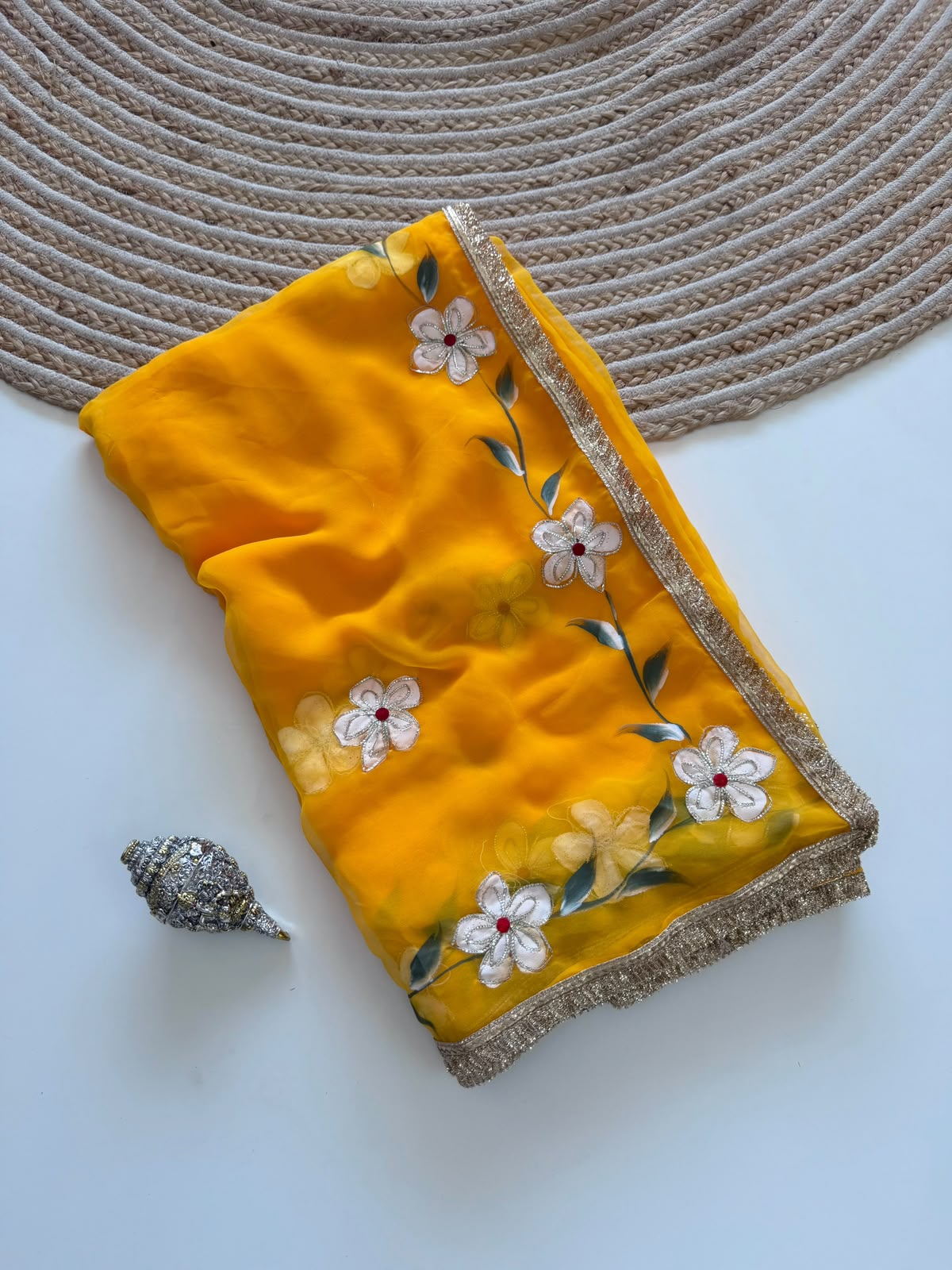 Elegant Georgette Gota Patti Saree