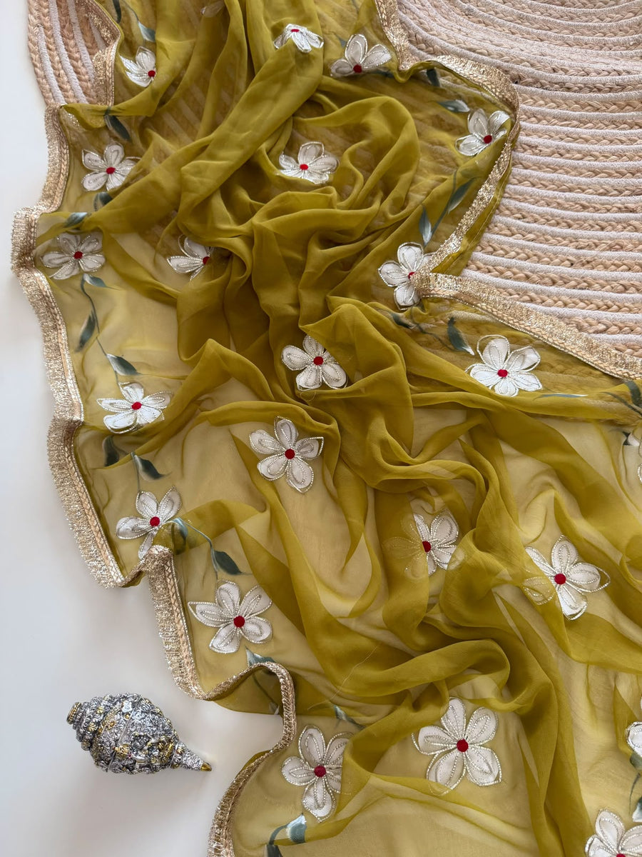 Elegant Georgette Gota Patti Saree
