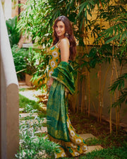 Pure Chinon Silk Printed & Embroidered 3-Piece Set