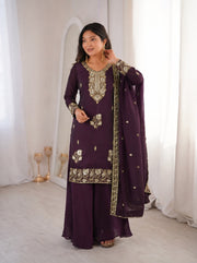 Fandy Silk Embroidered Top & Palazzo Set