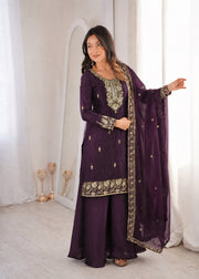 Fandy Silk Embroidered Top & Palazzo Set