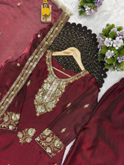 Fandy Silk Embroidered Top & Palazzo Set