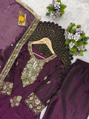 Fandy Silk Embroidered Top & Palazzo Set