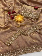 Gold Bead Space Silk Saree