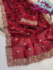 Gold Bead Space Silk Saree