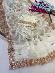 Gold Bead Space Silk Saree
