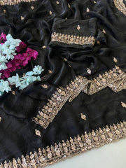 Gold Bead Space Silk Saree