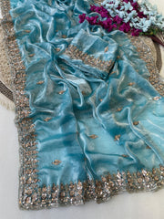 Gold Bead Space Silk Saree