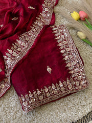 Gold Bead Space Silk Saree
