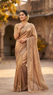 Gold Bead Space Silk Saree