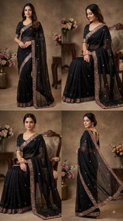 Gold Bead Space Silk Saree
