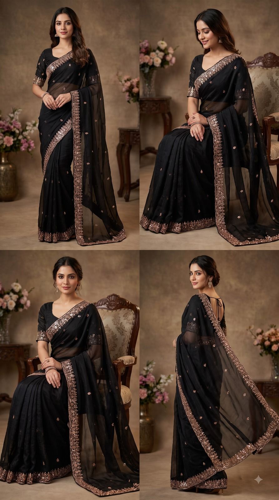 Gold Bead Space Silk Saree