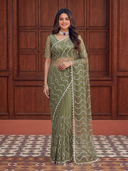 Maharani Bead & Pearl Net Saree