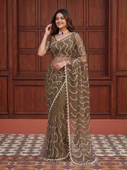 Maharani Bead & Pearl Net Saree