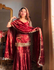 Fendy Silk Mirror Work Sharara Set