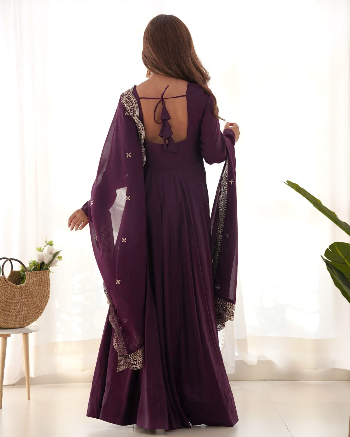 Pure Roman Silk Chanderi 16-Kali Anarkali