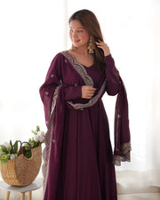Pure Roman Silk Chanderi 16-Kali Anarkali