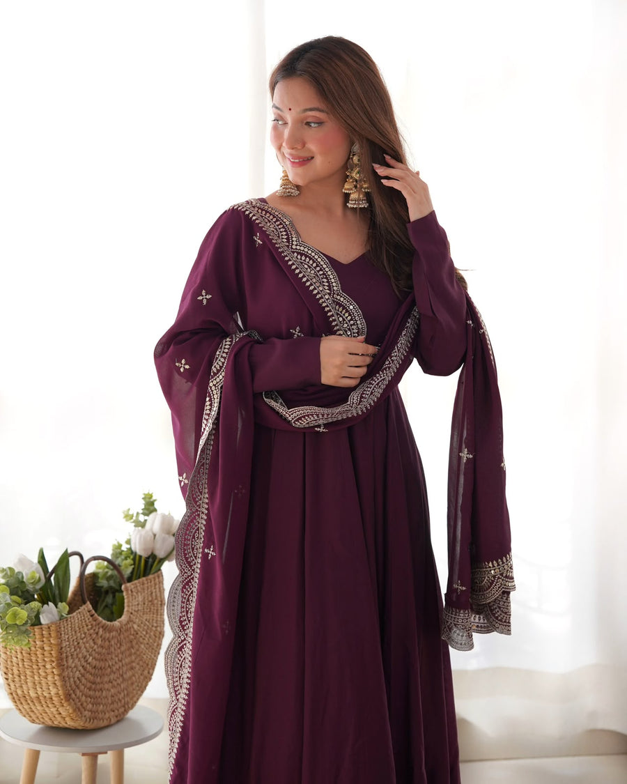 Pure Roman Silk Chanderi 16-Kali Anarkali