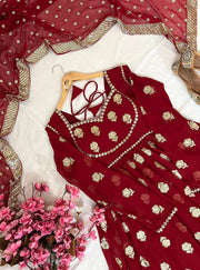 Georgette Anarkali Gown with zari and sequin embroidery
