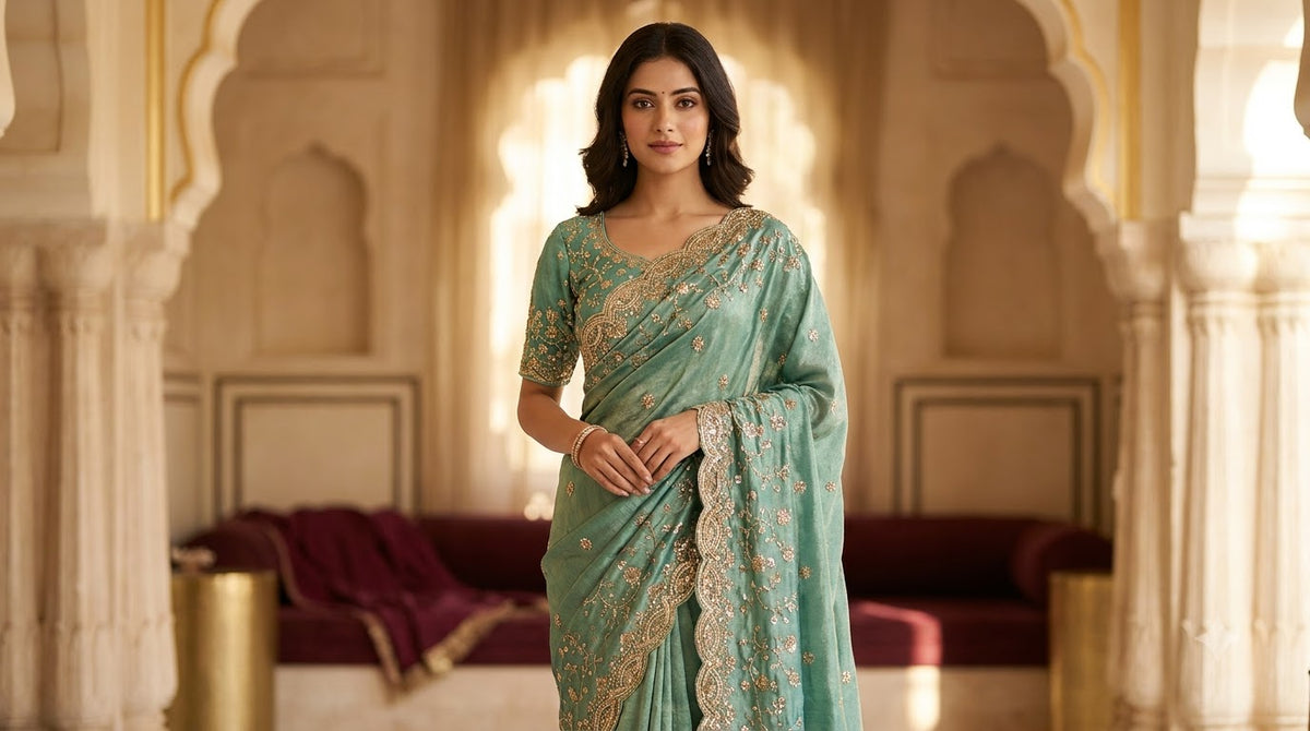 Sachi Golden Bead Space Silk Saree